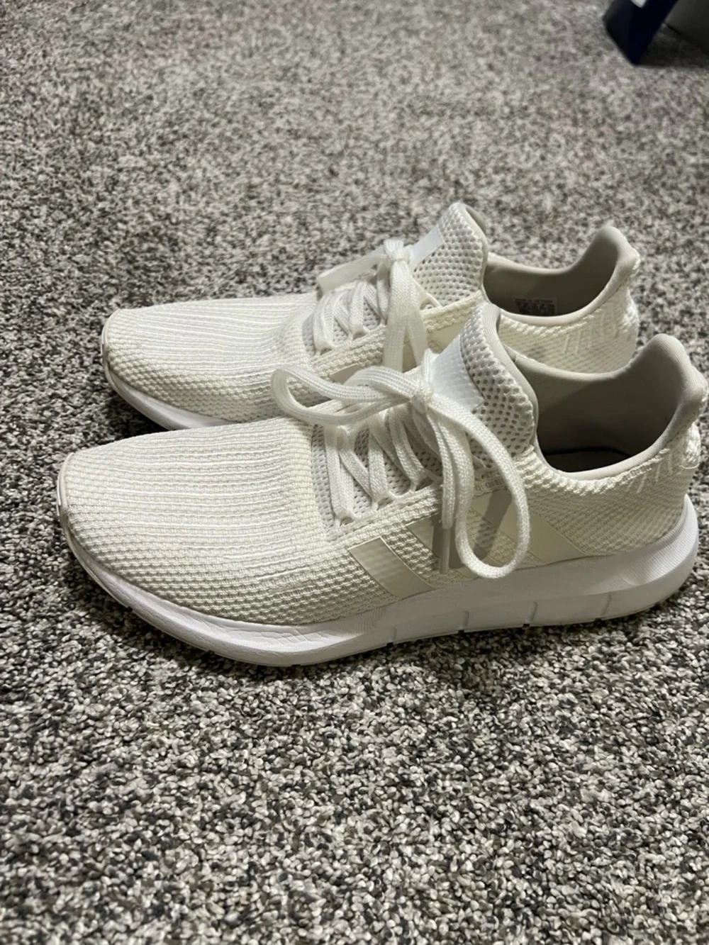 Adidas Men's All-White Knit Athletic Sneakers - Picture 4 of 8
